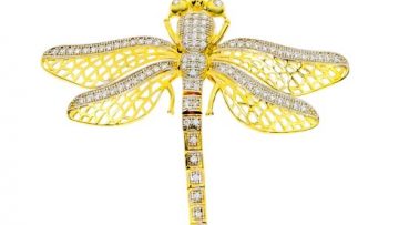 Złota zawieszka ważka z cyrkoniami pr585